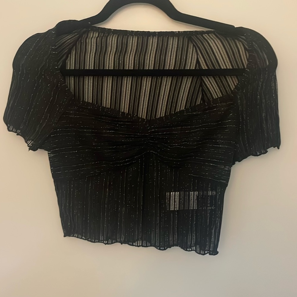 Black lace crop top